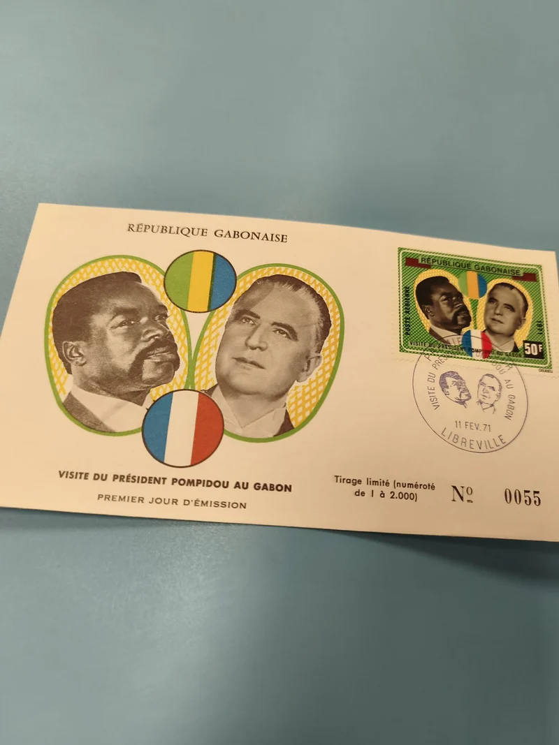 Enveloppe FDC Gabon Visite Président Pompidou Timbre 50F Numérotée 0055