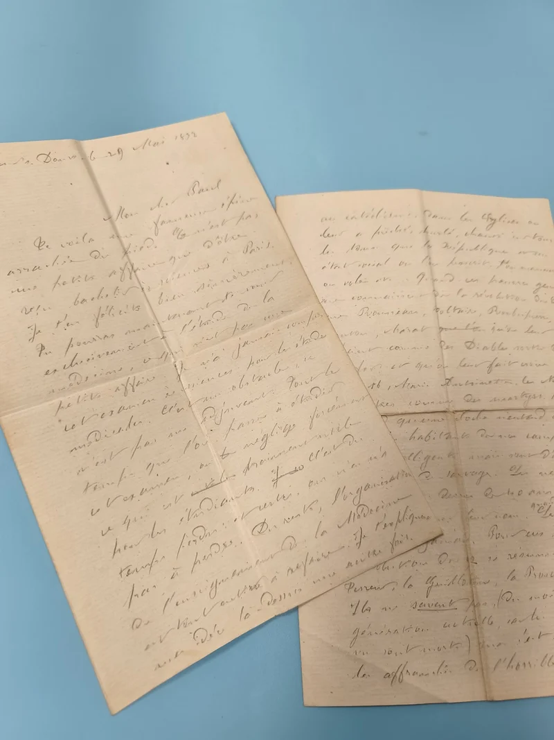 Ancienne lettre manuscrite 1852, papier d'époque, écriture ancienne collection