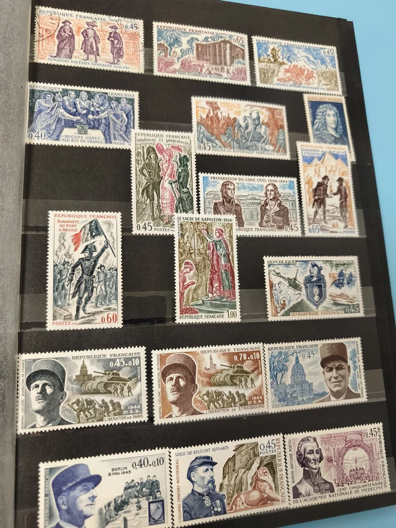 Lot anciens timbres oblitérés France, thématique histoire, personnages célèbres