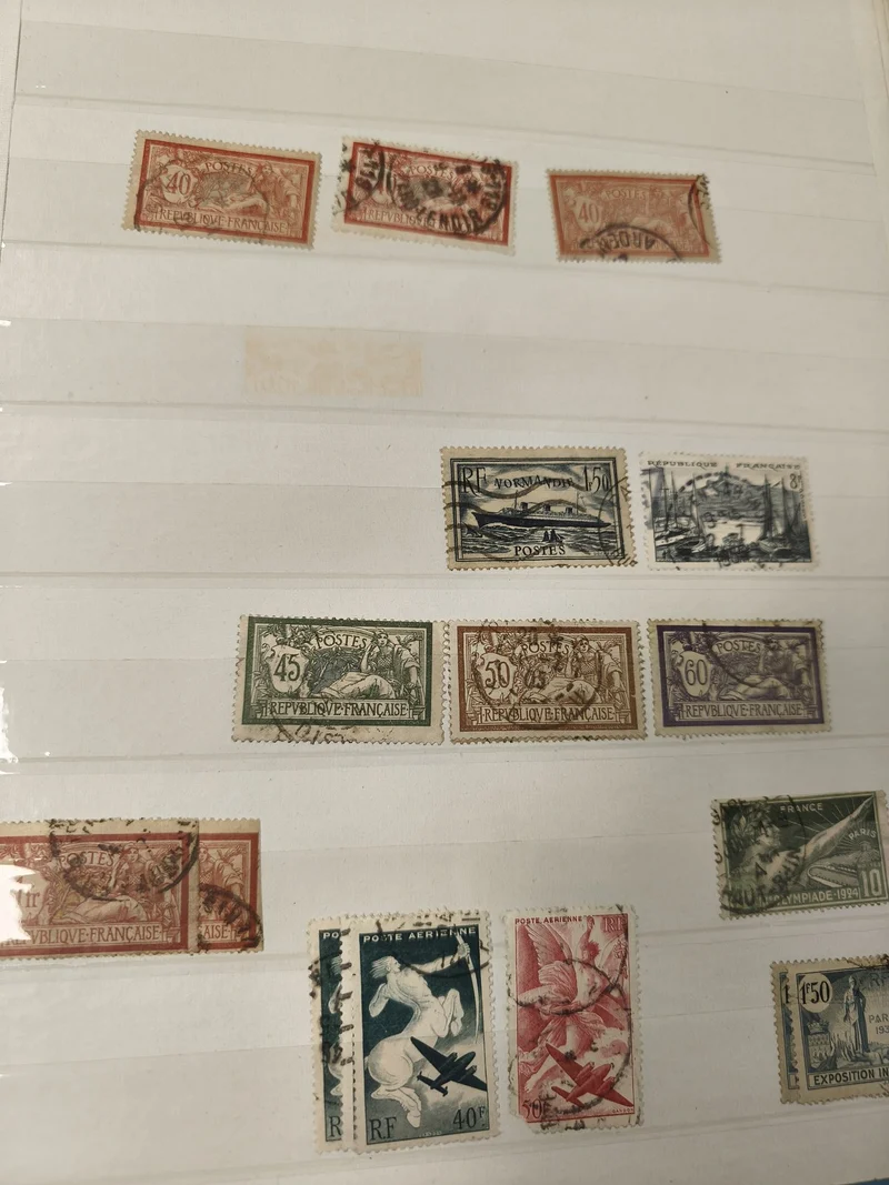 Lot anciens timbres oblitérés France, thématiques variées, collection philatélie