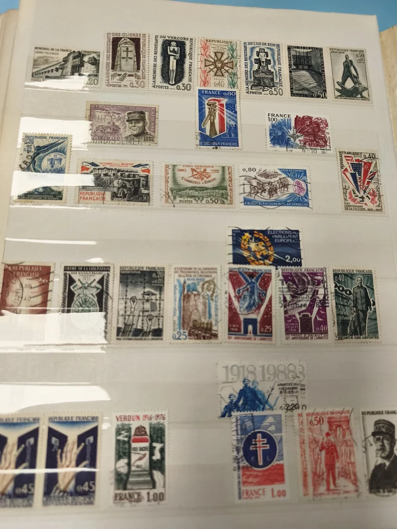 Lot anciens timbres oblitérés France, thématique historique, collection philatél
