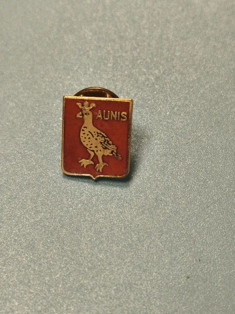 Pin's vintage blason Aunis héraldique rouge doré collection région France
