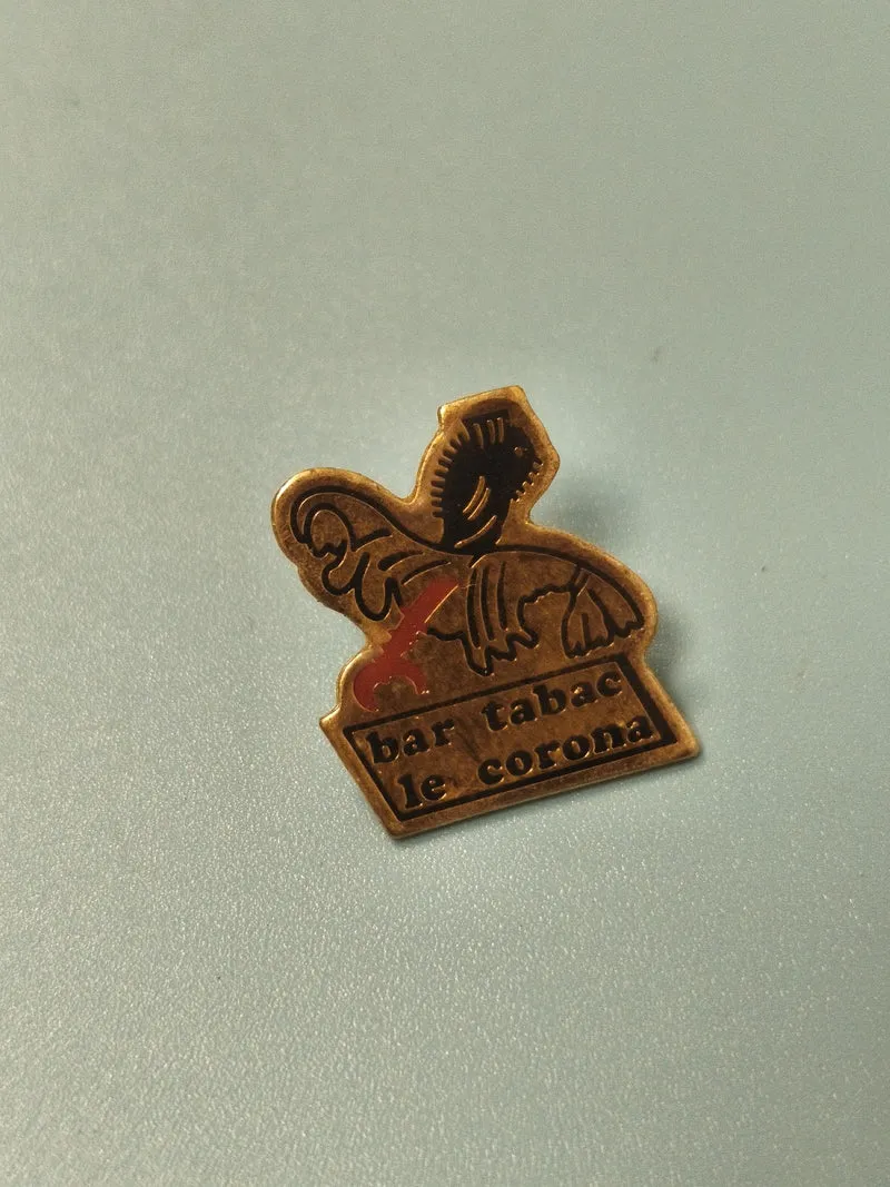 Vintage pin's bar tabac le corona, badge ancien collection fumeur rétro