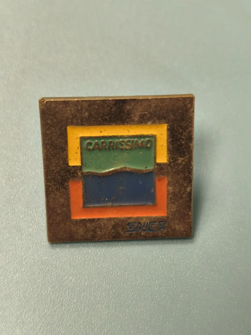 Vintage pin's SNCF Carrissimo carré émaillé multicolore collection (Ref 7)