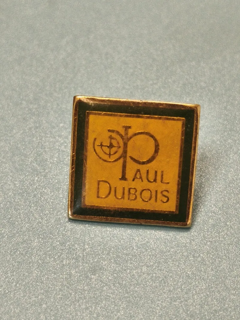 Vintage pin's carré Paul Dubois jaune noir collection badge ancien