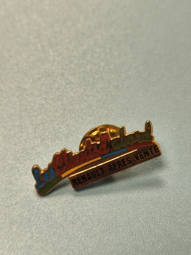 Vintage pin's Renault après-vente Les Clients d'abord, multicolore collection