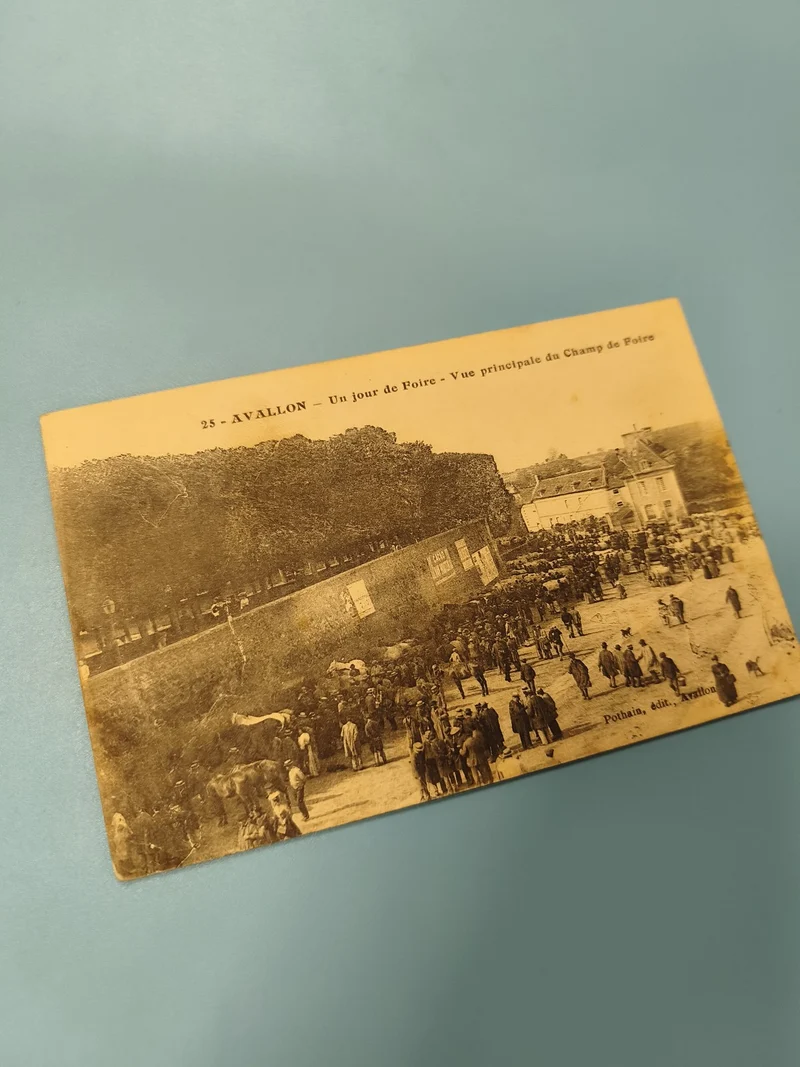 Ancienne carte postale animée Avallon foire champ de foire vintage rare