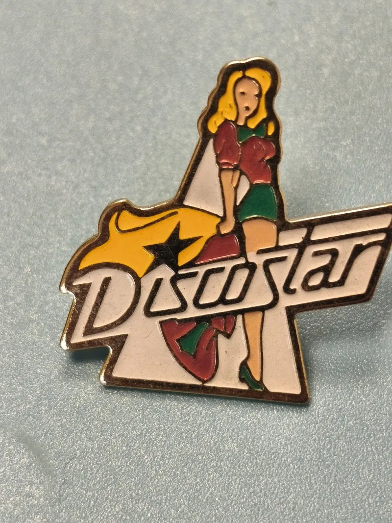Vintage pin's DiscoStar femme coloré style rétro disco ancien collection