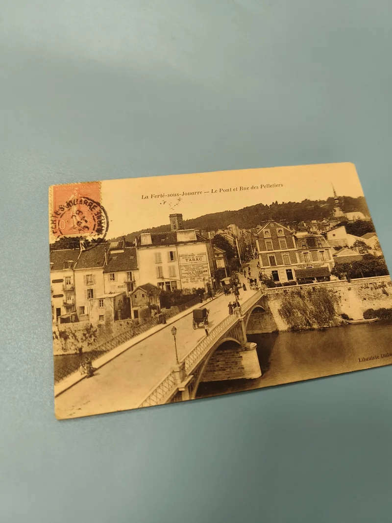 Ancienne carte postale animée La Ferté-sous-Jouarre pont rue vintage (Ref 1)
