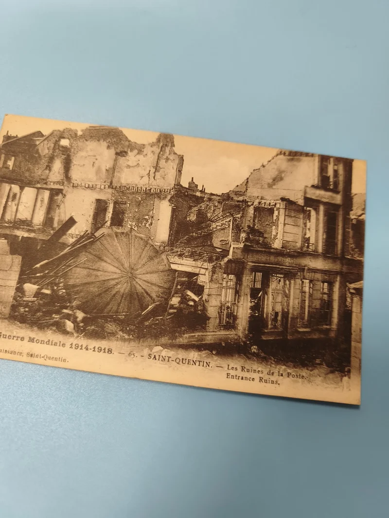 Carte postale ancienne Saint-Quentin ruines Guerre 14-18 animée collection