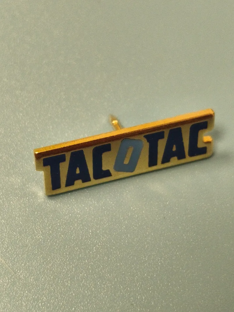 Vintage pin's TACOTAC ancien, émaillé, bleu et doré, collection loterie