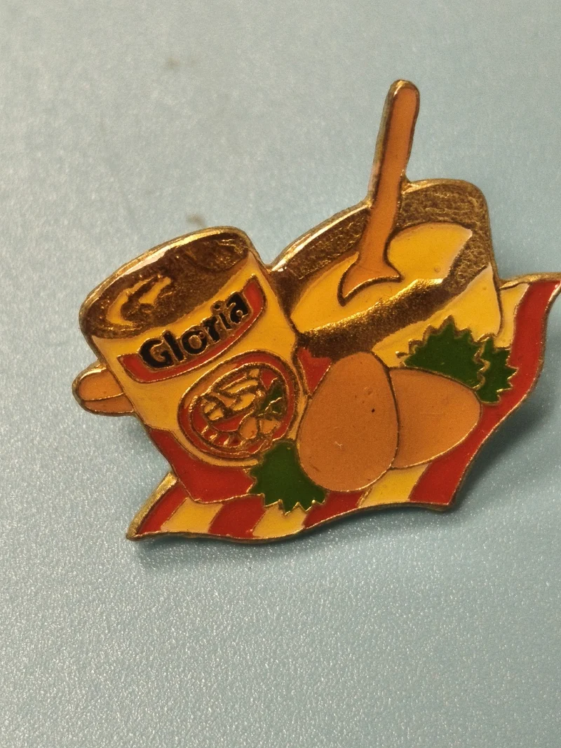 Vintage pin's Gloria publicitaire cuisine ?uf légumes émaillé collection