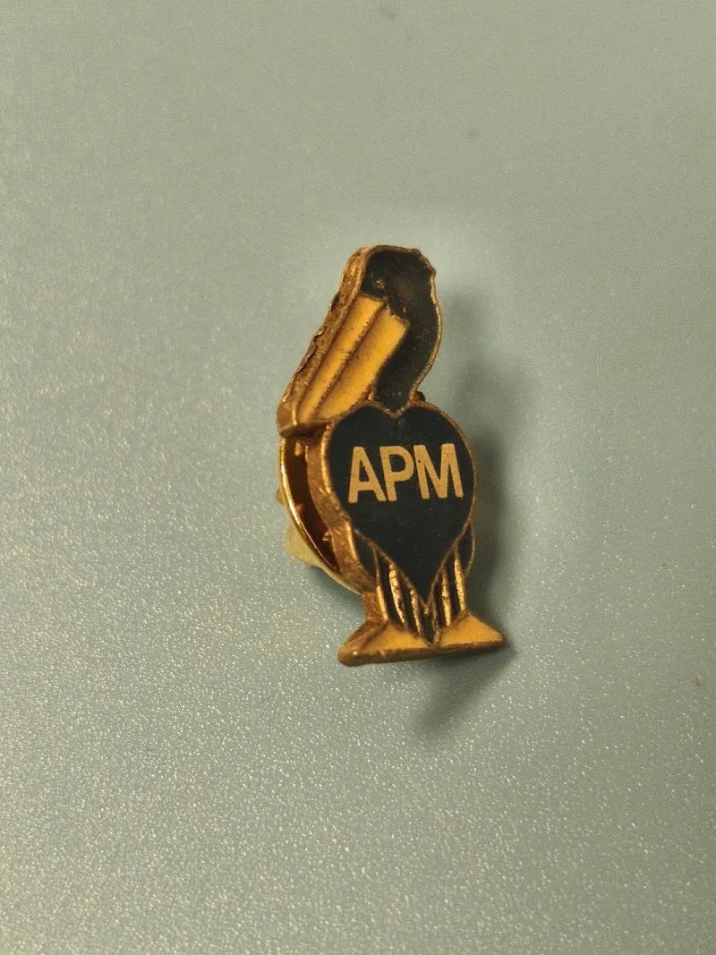 Pin's vintage APM doré, forme amphore, collection badge ancien (Ref 14)