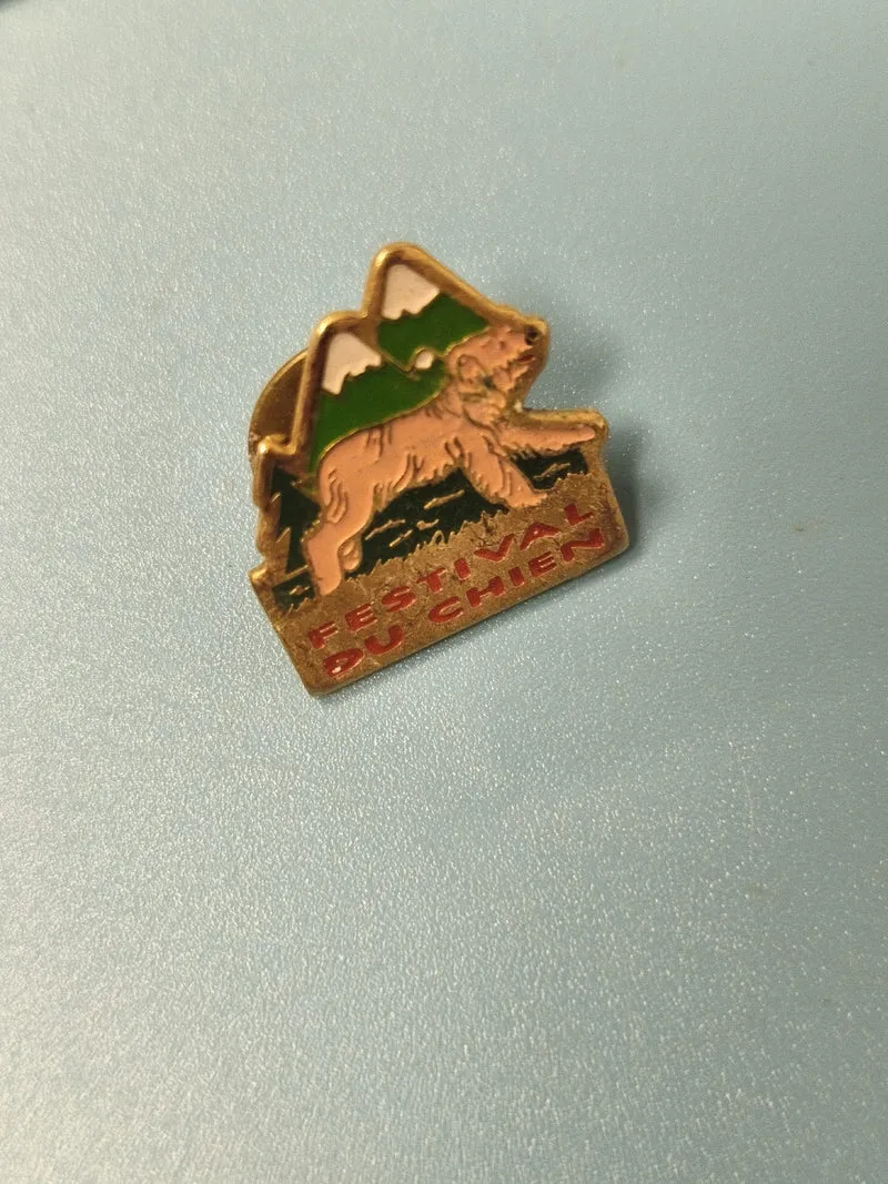 Vintage pin's Festival du Chien montagne chien collection badge ancien Ref 14