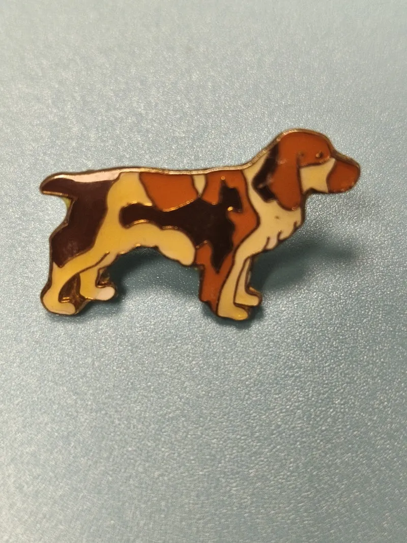 Vintage pin's chien émaillé ? silhouette tricolore collection animaux (Ref 14)