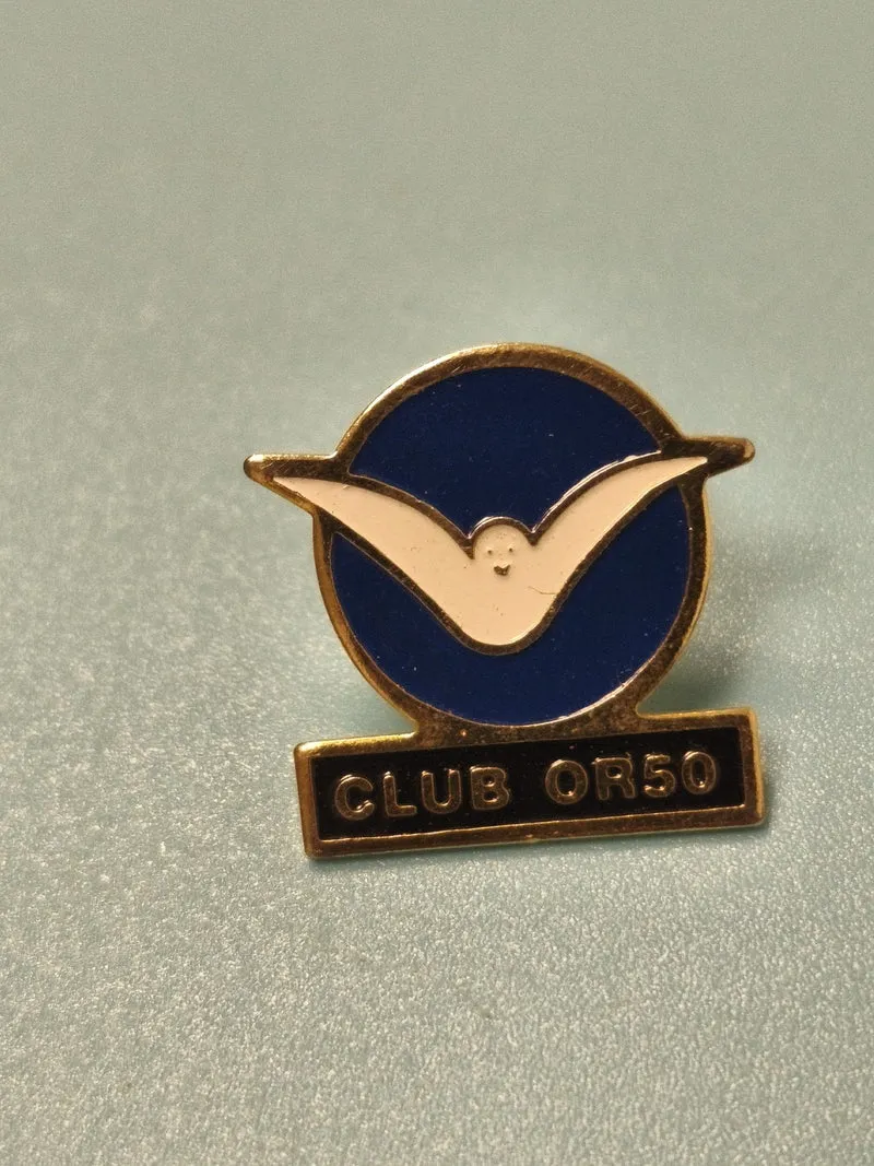 Vintage pin's Club OR50 bleu doré oiseau émaillé collection badge ancien