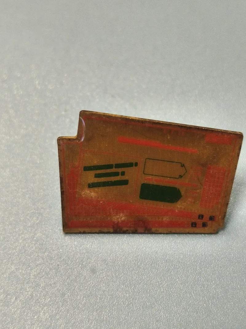 Vintage pin's loto rectangulaire couleur orange motifs graphiques (Ref 15)