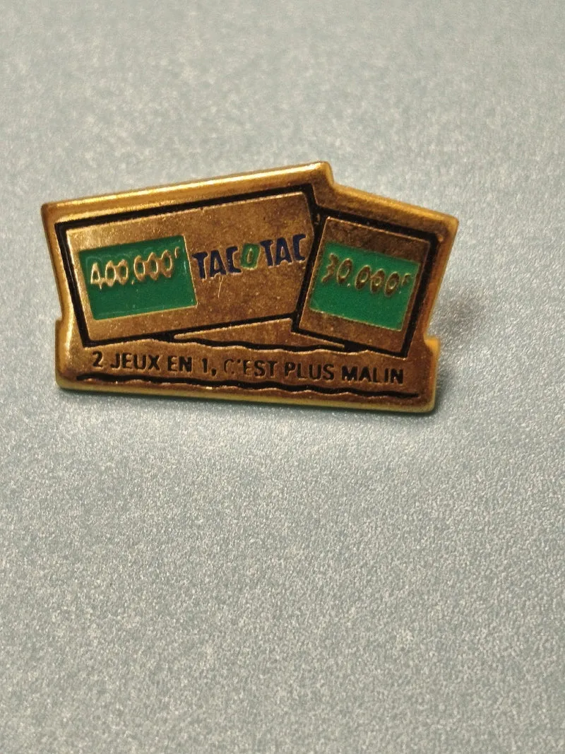 Pin's vintage Tacotac ancien, loterie française, forme rectangulaire, collection