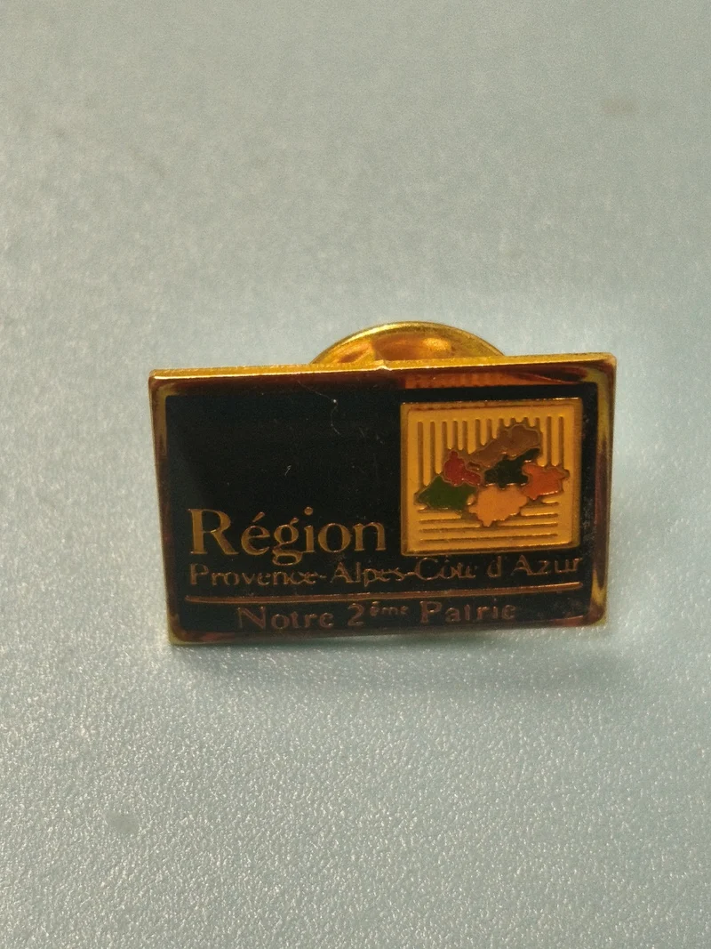 Pin's vintage Région PACA Provence-Alpes-Côte d?Azur, émaillé rectangulaire