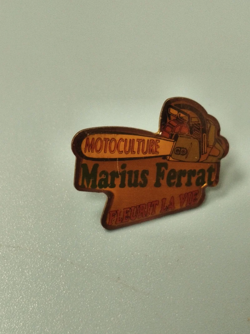 Vintage pin's Marius Ferrat moticulture publicitaire ancien, collection déco