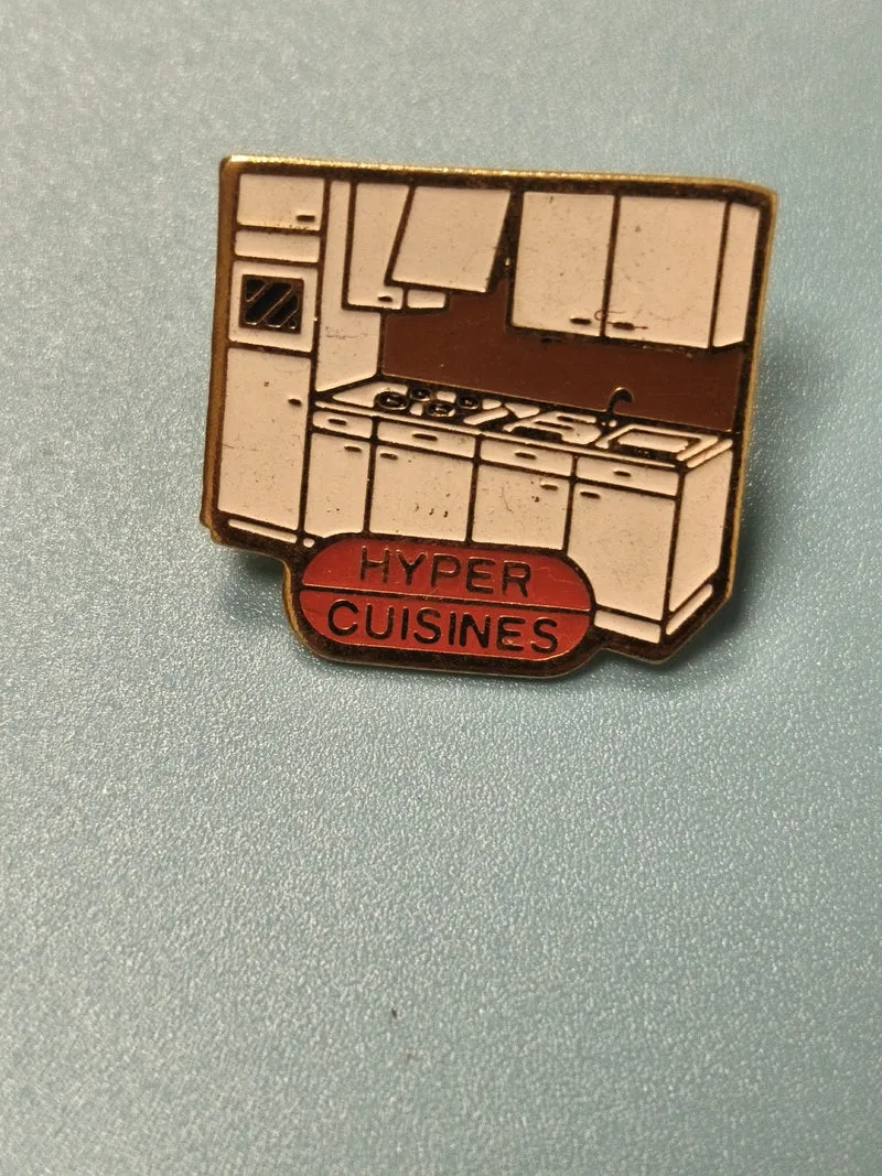 Vintage pin's Hyper Cuisines ancien, cuisine miniature, collection publicitaire