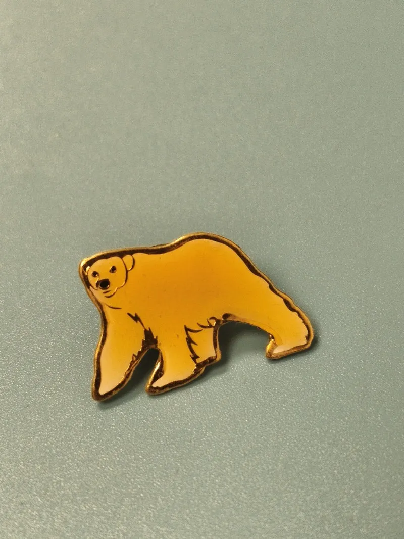Vintage pin's ours émaillé jaune, forme animal, collection original (Ref 17)