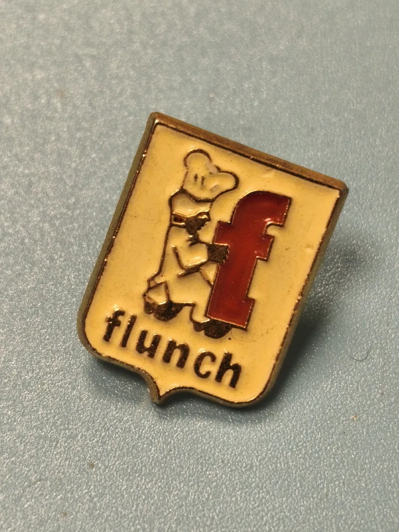Vintage pin's Flunch logo émaillé collection restauration ancien badge