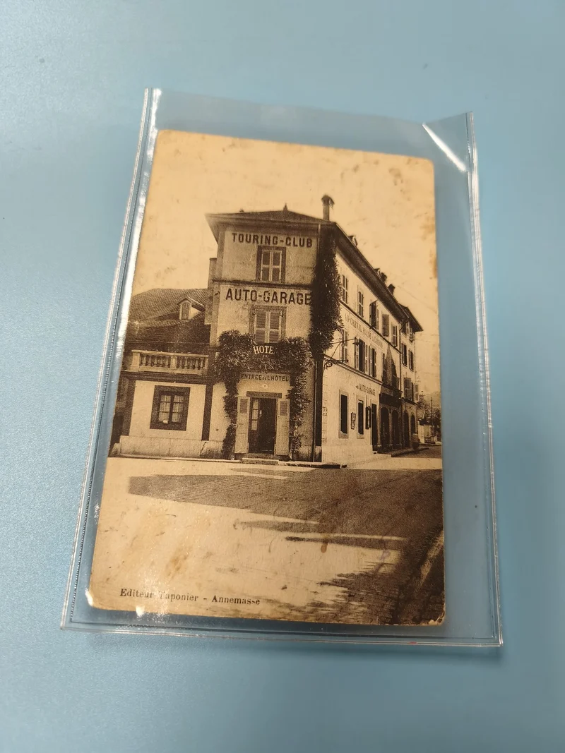 Ancienne carte postale animée Annemasse hôtel garage auto vintage collection