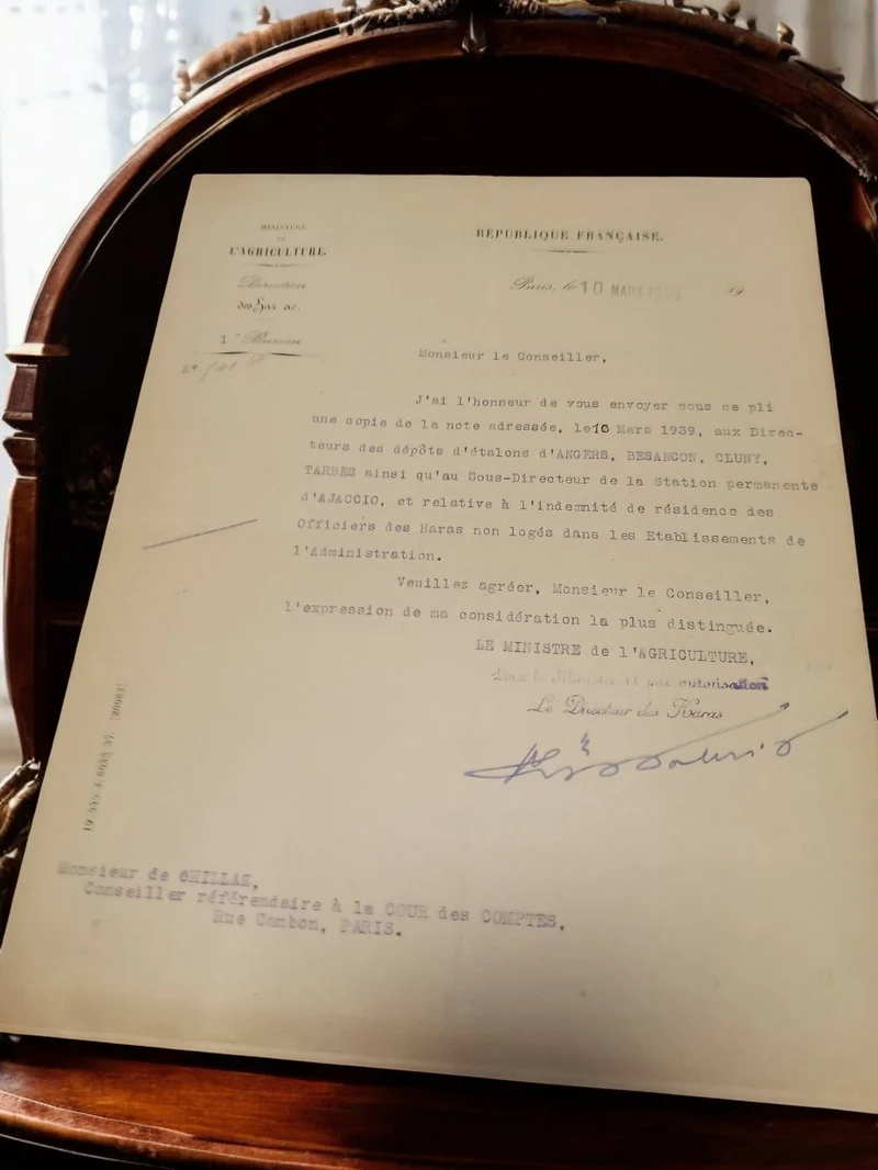 Lettre officielle ancienne Ministère Agriculture Paris 1939 tapuscrit vintage