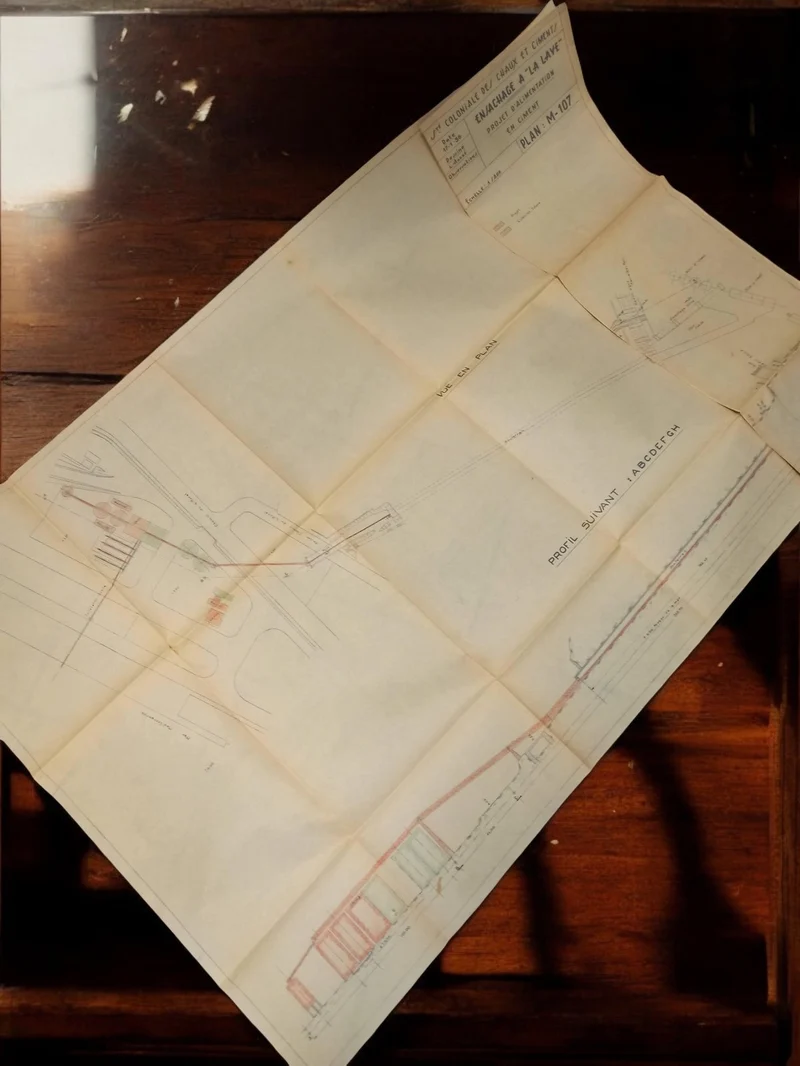 Plan ancien travaux publics Marseille années 30-40 hydraulique colonial vintage