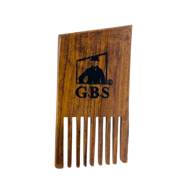 Beard Pick Comb GENTS Wooden Mini – 3” x 1.5” Pocket Size Beard Comb for Men – Solid Wood Beard Detangler & Styling Pick for Thick or Curly Beards