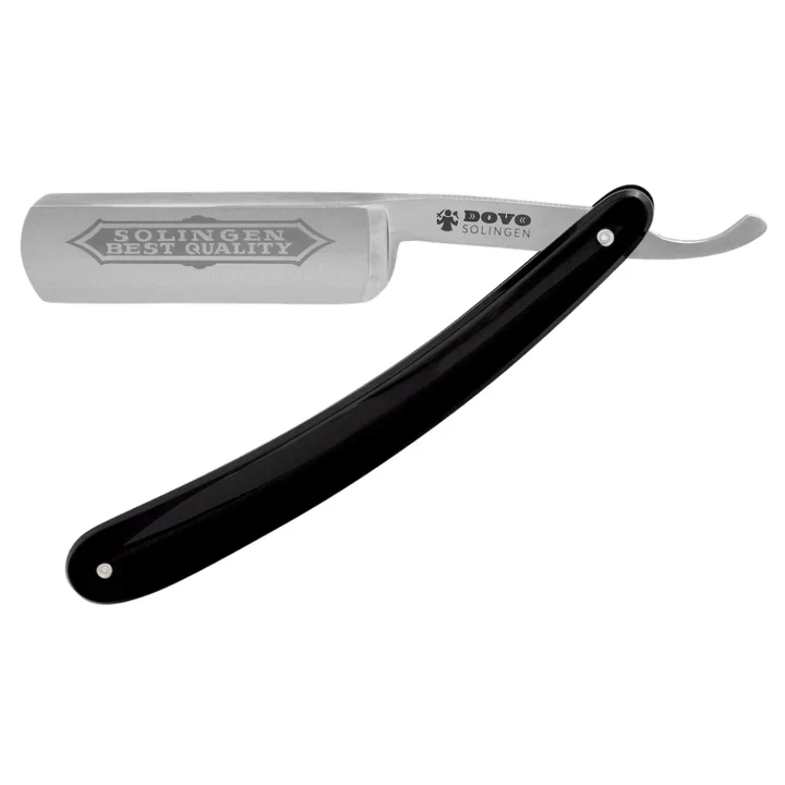 Dovo 6/8" Black Handle Black/Silver Steel Straight Razor #100681 Sold by GENTS