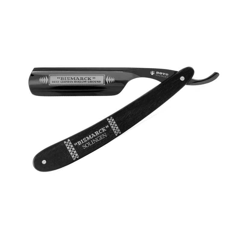 Dovo Bismarck Black Carbon Steel Folding Shaving Round Tip Straight Razor #26830 Sold by GENTS