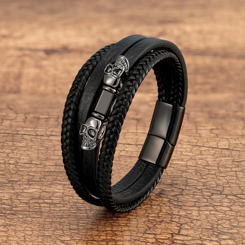 Bracelet "Tête de mort" Multicouche