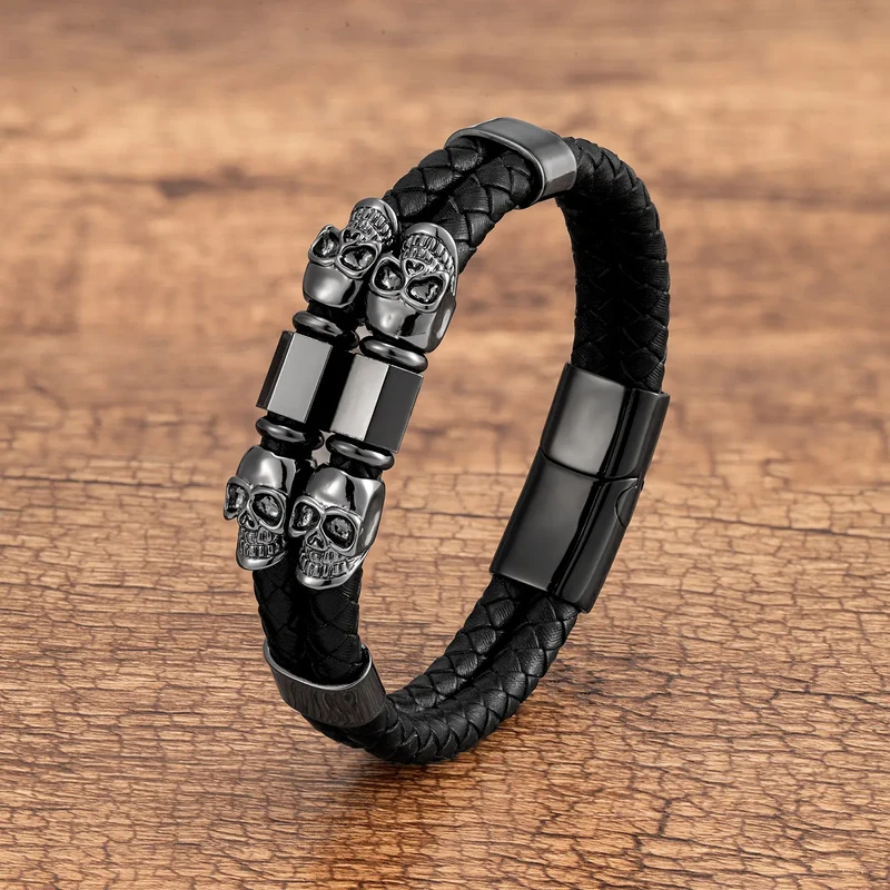 Bracelet "Tête de mort" Quadruple