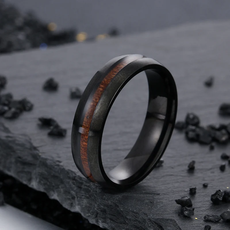 bague incrustée de bois 6MM