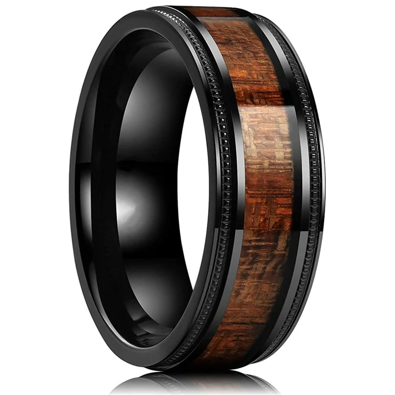 Bague incrustation de luxe, en bois de Koa style 27