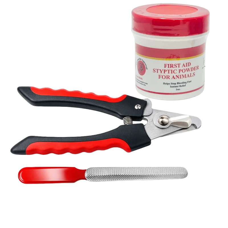 Pet Nail Care Kit – Dog & Cat Nail Clippers with Safety Guard, Non-Slip Grip, Nail File & 1oz Styptic Powder Quick Stop Bleeding Powder for Nail Clipping, Cuts & Grooming (1oz + Pet Trimmers, 1 oz)