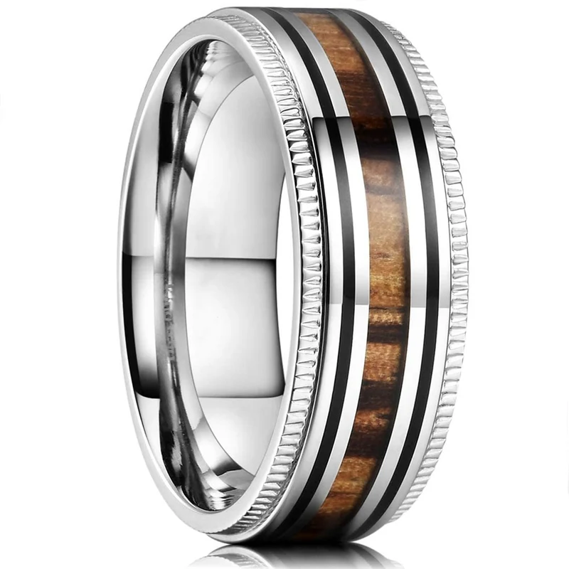 Bague incrustation de luxe, bois de Koa style 29