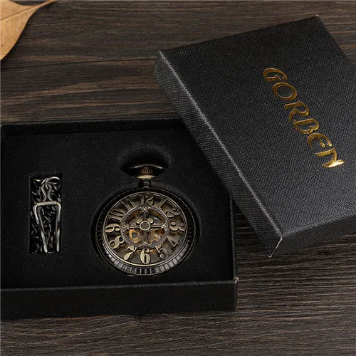 Rétro Bronze creux gousset mécanique