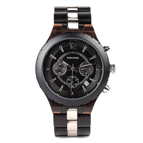 BOBO oiseau hommes montre bois chronographe grand homme W-R22