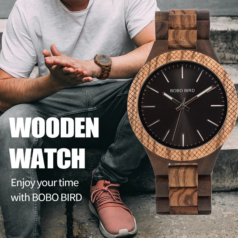 BOBO oiseau bois Quartz hommes montres WD30-1
