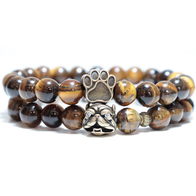 Bracelet pierre Bouledogue double