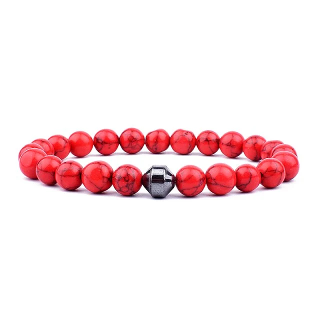 Bracelet perle et hématite solitaire