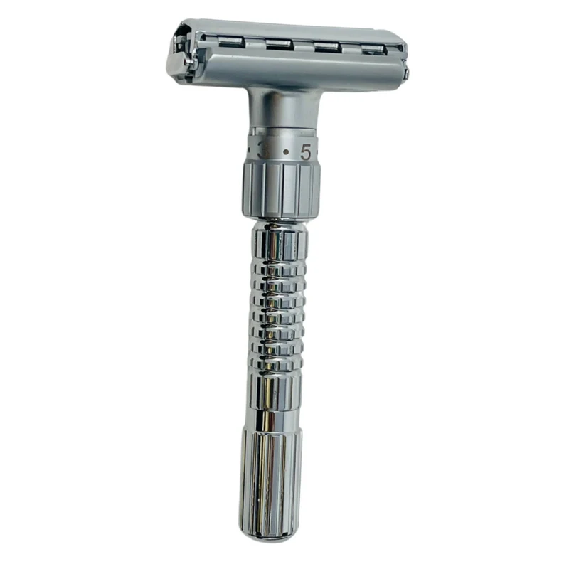 Razor Adjustable Butterfly Double Edge Stainless Steel Knurled Handle Gents