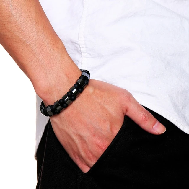 Bracelet perle double hématite