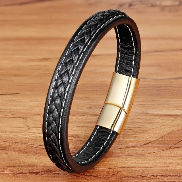 Bracelet cuir et tresse couture