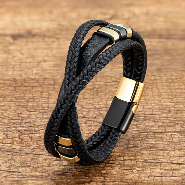 Bracelet cuir entrelacé