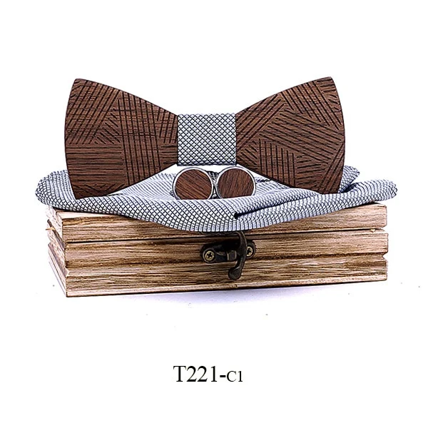 Nœud papillon bois "géométrique"