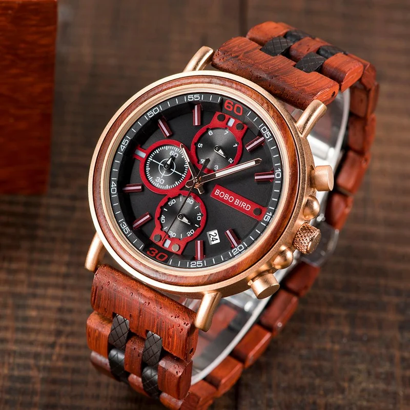 Relogio Masculino BOBO BIRD Wood Watch Men Top Brand Luxury Stylish Chronograph Military Watches Great Gift for Boyfriend OEM